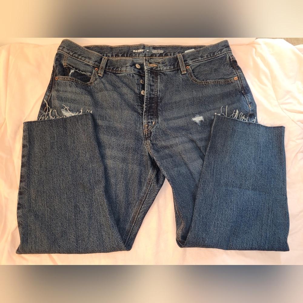 Women's High Waisted Slouchy Straight Ripped Cut-Off Jeans- Size- 18